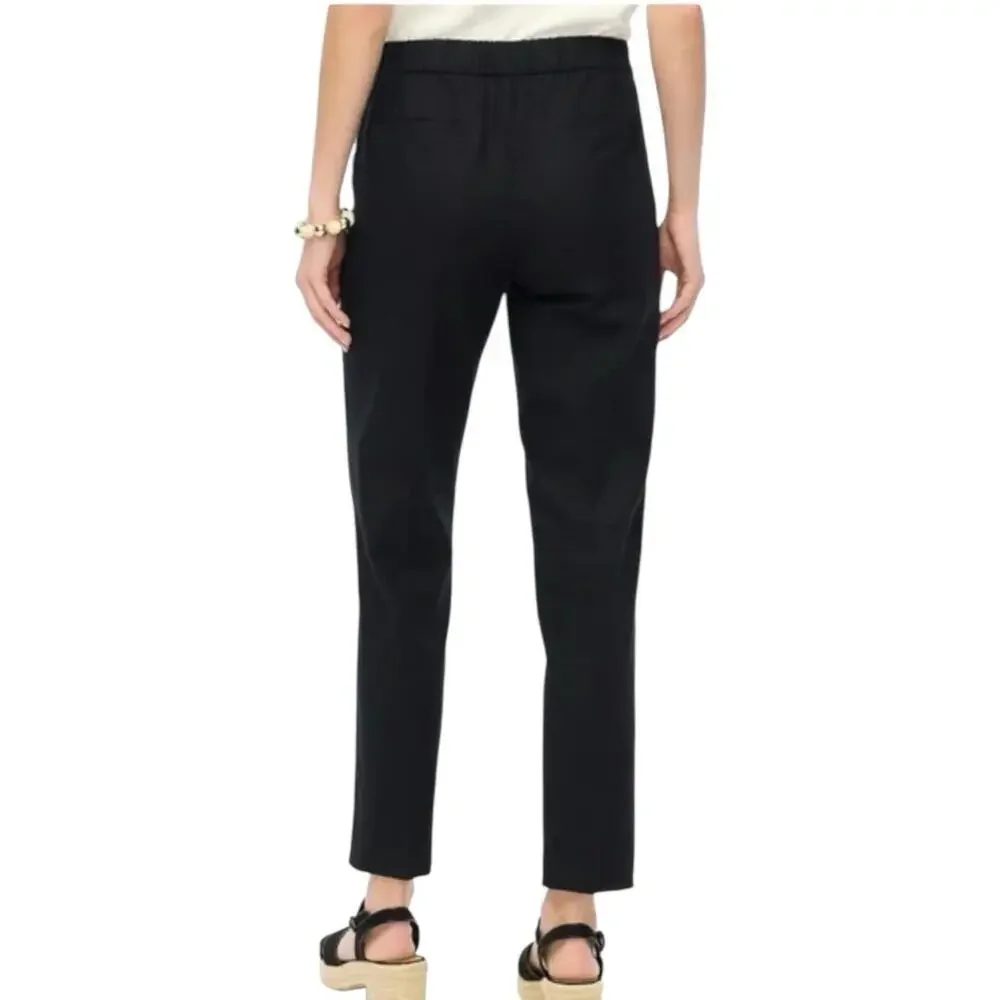 J Crew Pants 12 Black Linen Blend CroppedSailor Ankle‎ Elastic Waist BO902